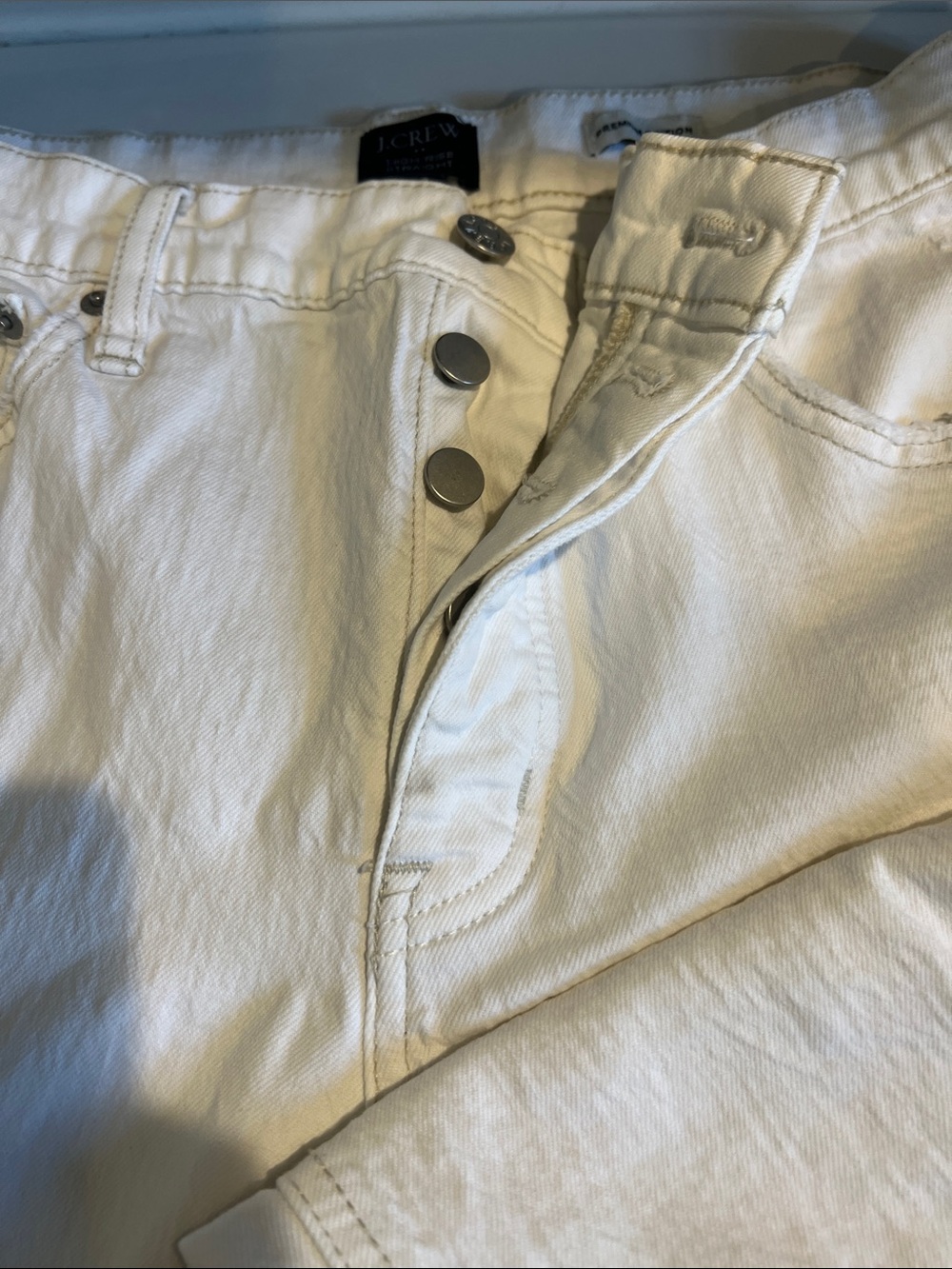 J. Crew High Rise Straight White Button-Fly Jeans - Picture 2 of 5
